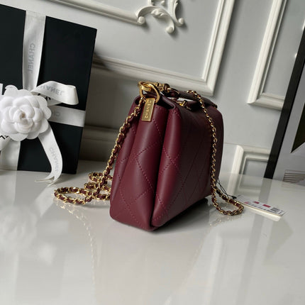 CHANEL 26S HOBO BAG SMALL 23 IN BURGUNDY RED QUILTED LAMBSKIN GOLD HARDWARE