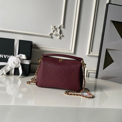 CHANEL 26S HOBO BAG SMALL 23 IN BURGUNDY RED QUILTED LAMBSKIN GOLD HARDWARE