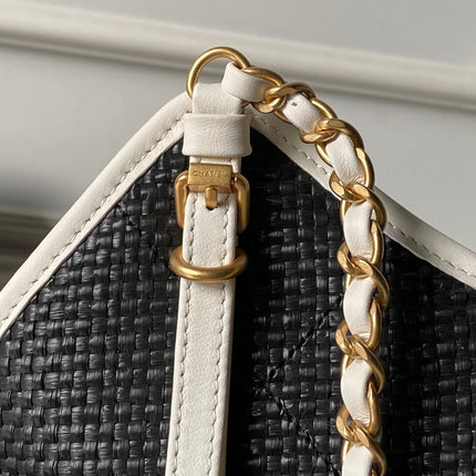 CHANEL 26S MAXI SHOPPING BAG 47 IN BLACK RAFFIA GOLD HARDWARE