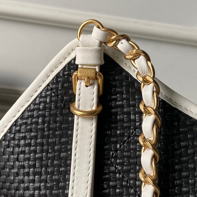 CHANEL 26S MAXI SHOPPING BAG 47 IN BLACK RAFFIA GOLD HARDWARE