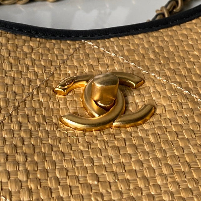 CHANEL 26S MAXI SHOPPING BAG 59 IN BEIGE RAFFIA GOLD HARDWARE