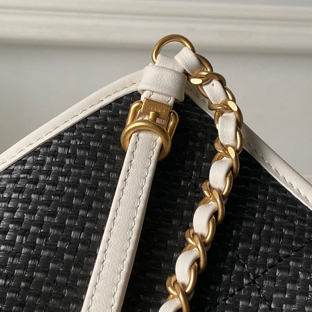 CHANEL 26S MAXI SHOPPING BAG 59 IN BLACK RAFFIA GOLD HARDWARE