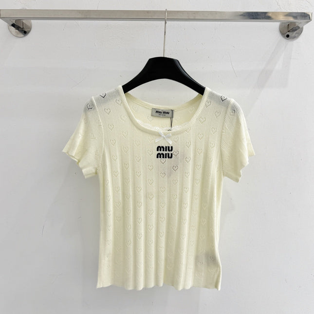 MIUMIU 26S SHORT-SLEEVED SWEATER STYLE 1076