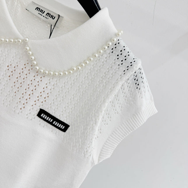 MIUMIU 26S SHORT-SLEEVED KNIT POLO SHIRT STYLE 1073