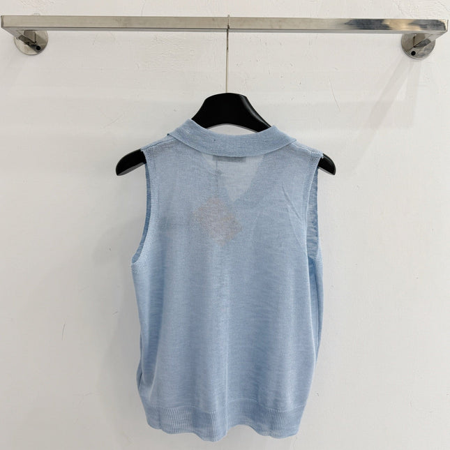 MIUMIU 26S SLEEVELESS KNIT POLO TOP STYLE 1069