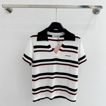 MIUMIU 26S SHORT-SLEEVED KNIT POLO SHIRT STYLE 1067