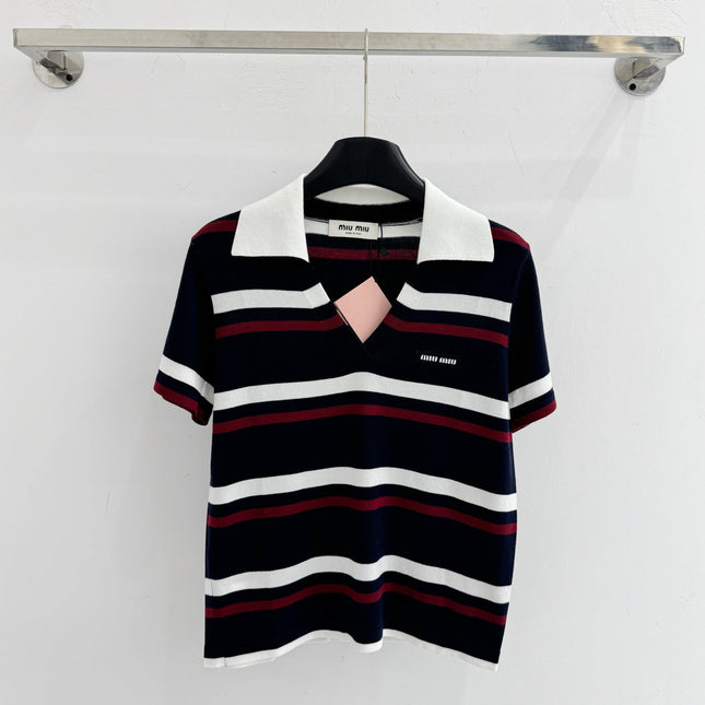 MIUMIU 26S SHORT-SLEEVED KNIT POLO SHIRT STYLE 1068
