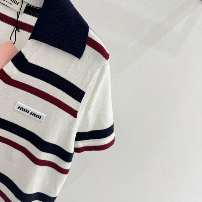 MIUMIU 26S SHORT-SLEEVED KNIT POLO SHIRT STYLE 1067