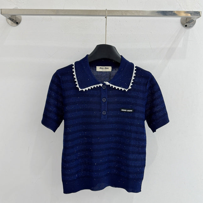 MIUMIU 26S SHORT-SLEEVED KNIT POLO SHIRT STYLE 1066