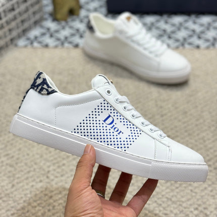 CD LOW TOP BASIC SNEAKER WHITE AND COBALT CALFSKIN