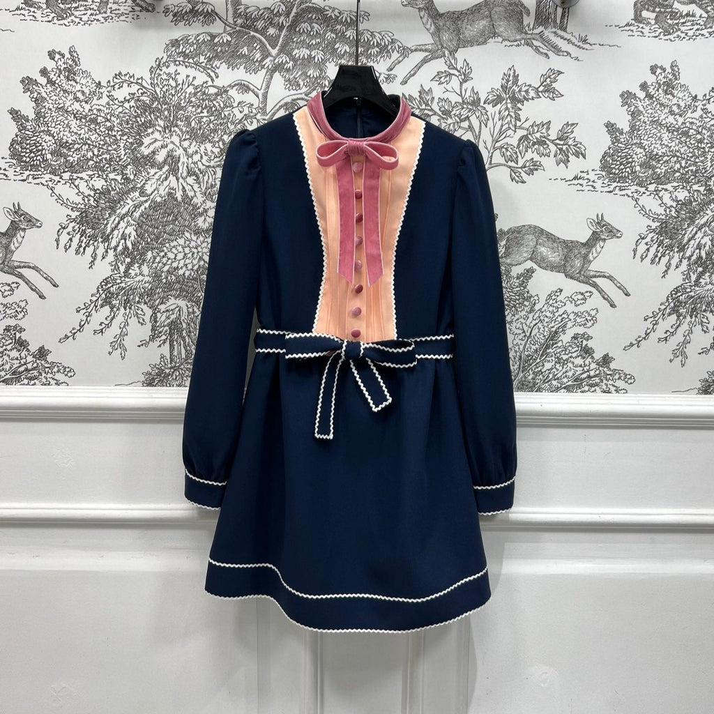 VALENTINO LONG-SLEEVE PUSSY-BOW DRESS 274583