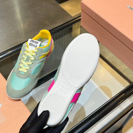 MIUMIU 26S SNEAKERS IN MULTICOLOR FABRIC AND SUEDE