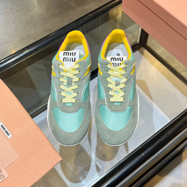MIUMIU 26S SNEAKERS IN MULTICOLOR FABRIC AND SUEDE