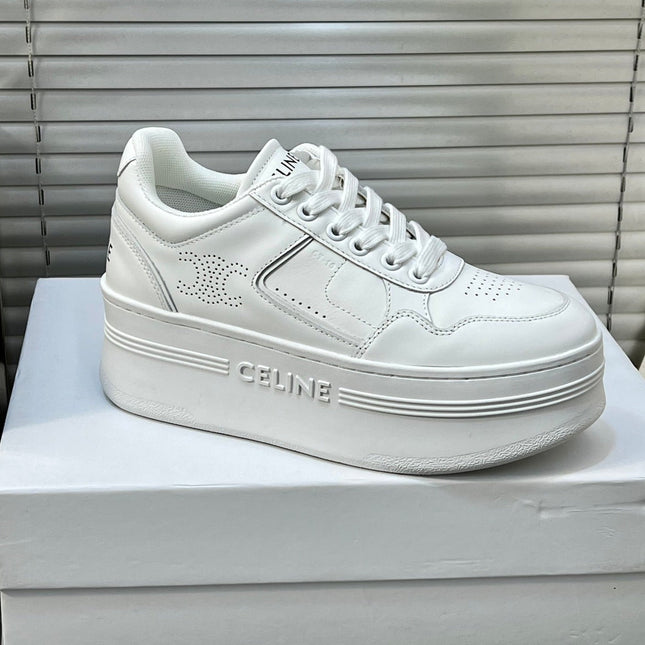 BLOCK SNEAKERS WITH WEDGE OUTSOLE IN CALFSKIN OPTIC WHITE