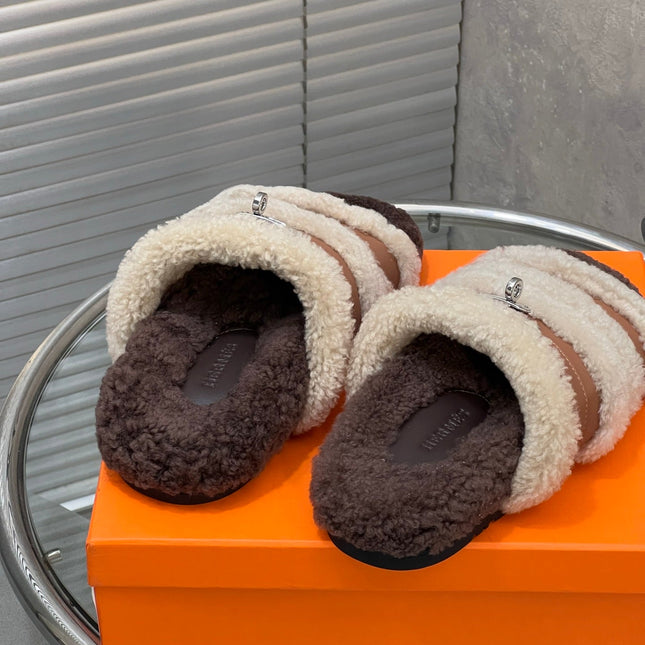 HM 25S SANDAL IN BEIGE WOOL AND BROWN LAMBSKIN WITH SILVER HARDWARE