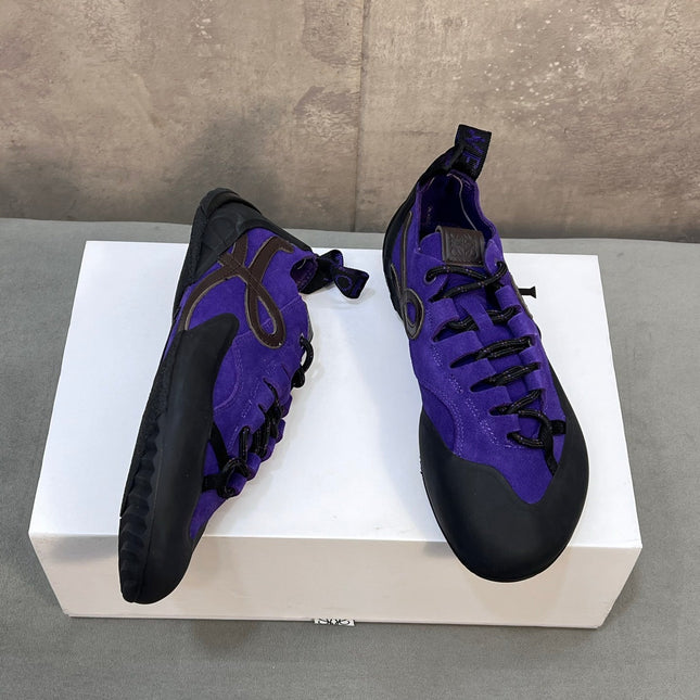 LOEWE 26S LACE UP SNEAKERS IN ROYAL PURPLE SUEDE AND RUBBER SOLE