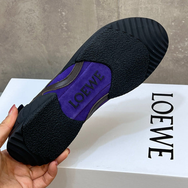 LOEWE 26S LACE UP SNEAKERS IN ROYAL PURPLE SUEDE AND RUBBER SOLE