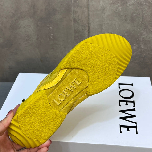 LOEWE 26S LACE UP SNEAKERS IN YELLOW SUEDE AND RUBBER SOLE