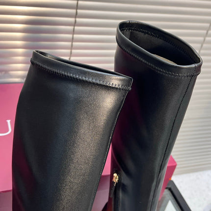 GUCCI 26S HORSEBIT KNEE-HIGH BOOTS 55 MM IN BLACK CALFSKIN