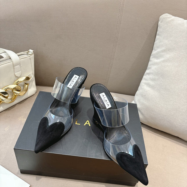 ALAIA 26S HIGH-HEEL WEDGE MULES 95 MM IN BLACK SUEDE