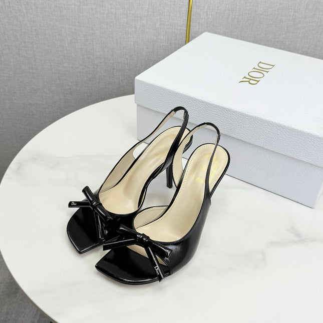 DIOR 26S HIGH-HEEL BACK-STRAP SHOES IN BLACK CALFSKIN