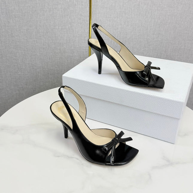 DIOR 26S HIGH-HEEL BACK-STRAP SHOES IN BLACK CALFSKIN