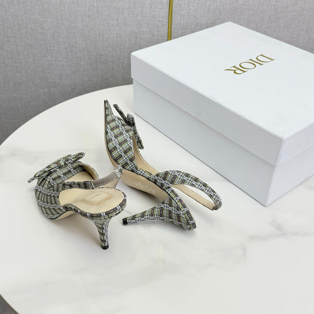 DIOR 26S HIGH-HEEL BACK-STRAP SHOES IN MULTICOLOR FABRIC