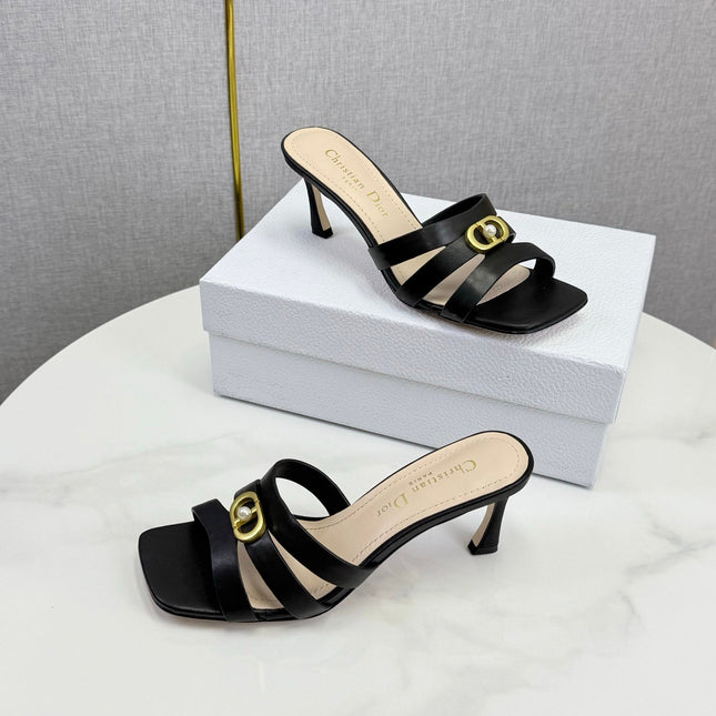 DIOR 26S 30 MONTAIGNE HIGH-HEELED IN BLACK CALFSKIN GOLD HARDWARE