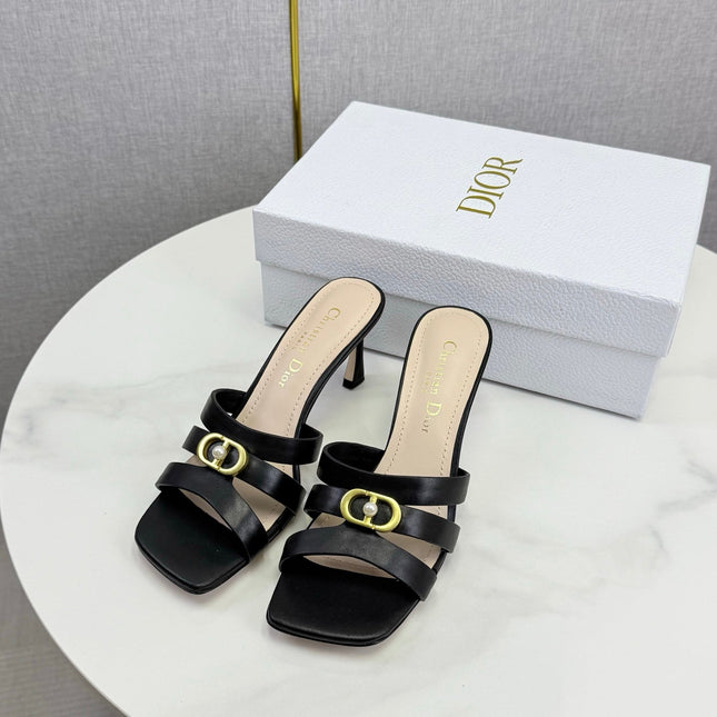 DIOR 26S 30 MONTAIGNE HIGH-HEELED IN BLACK CALFSKIN GOLD HARDWARE