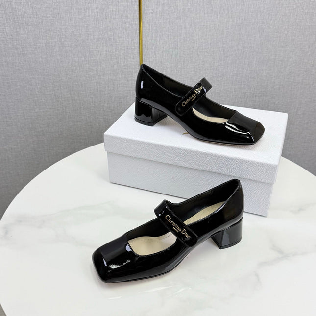 DIOR 26S MARY JANE HIGH HEELS 40MM IN BLACK PATENT CALFSKIN GOLD HARDWARE