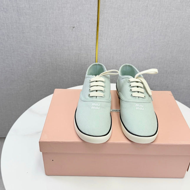 MIUMIU 26S SNEAKER IN LIGHT BLUE FABRIC