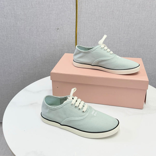 MIUMIU 26S SNEAKER IN LIGHT BLUE FABRIC