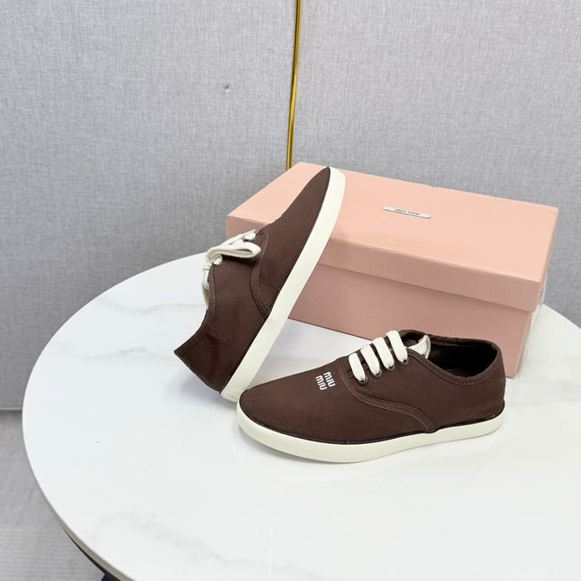MIUMIU 26S SNEAKER IN DRAK BROWN FABRIC