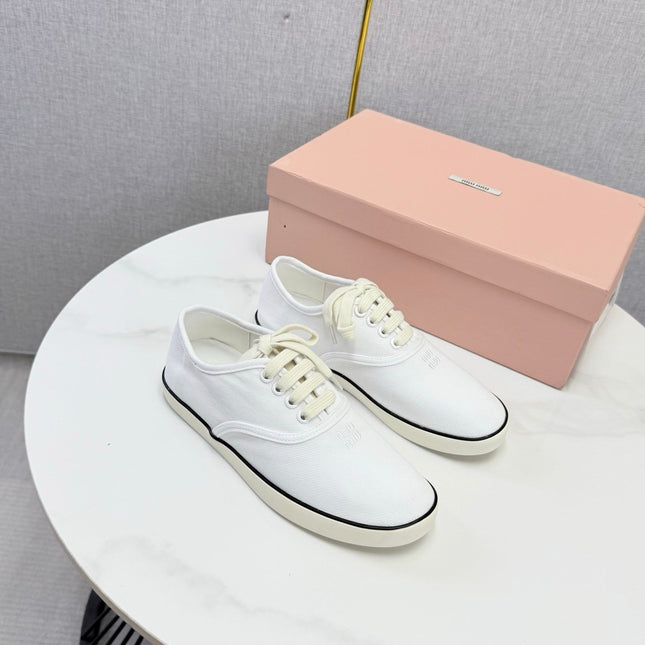 MIUMIU 26S SNEAKER IN WHITE FABRIC