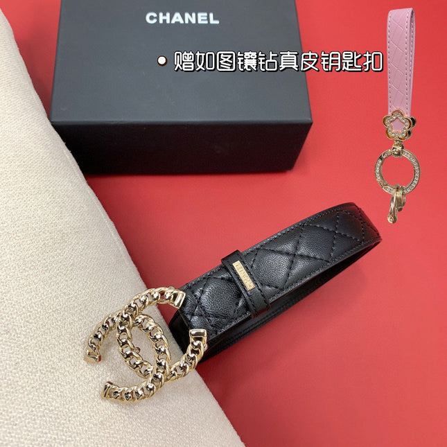 CC 26S BELT 30 MM IN BLACK LAMBSKIN DIAMOND QUILTED 660302