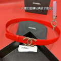 CC 26S BELT 30 MM IN RED CALFSKIN GOLD TONE 660334