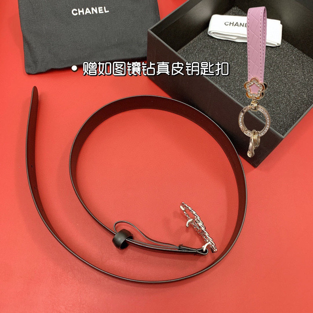 CC 26S BELT 30 MM IN BLACK CALFSKIN SILVER TONE 660338