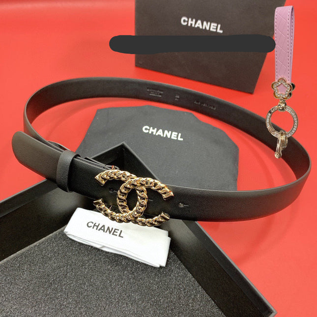 CC 26S BELT 30 MM IN BLACK CALFSKIN GOLD TONE 660339