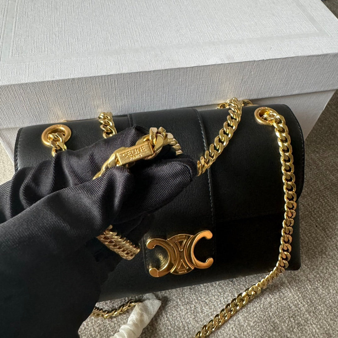 MEDIUM CELINE VICTOIRE BAG 23 IN BLACK CALFSKIN