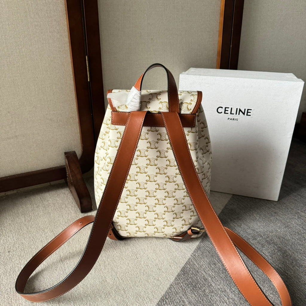 MEDIUM FOLCO BACKPACK 32 IN WHITE TRIOMPHE CANVAS