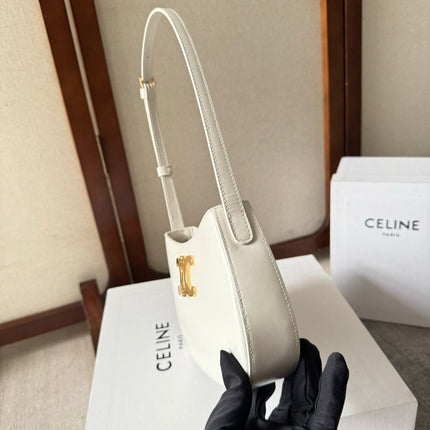 CELINE 26S TILLY BAG 22 IN WHITE CALFSKIN WITH GOLD HARDWARE