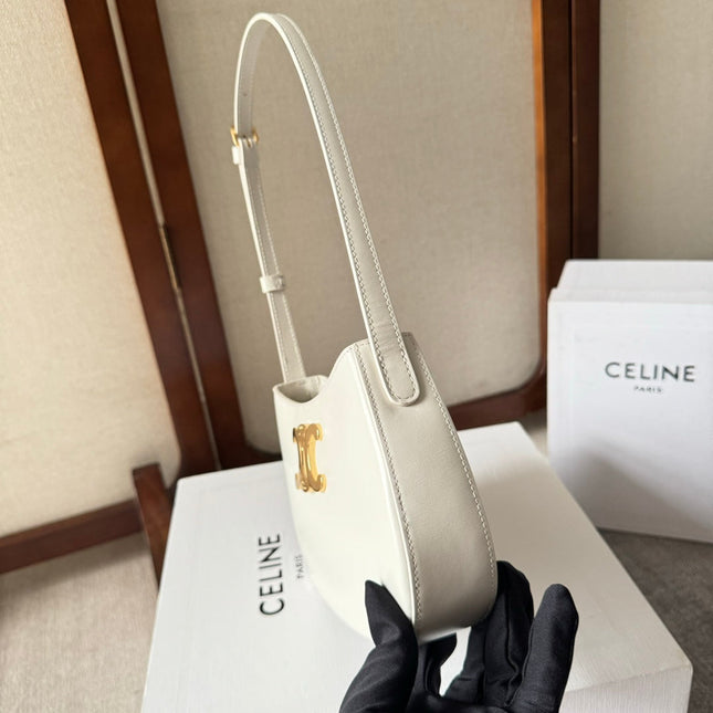 CELINE 26S TILLY BAG 22 IN WHITE CALFSKIN WITH GOLD HARDWARE