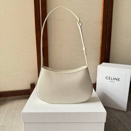 CELINE 26S TILLY BAG 22 IN WHITE CALFSKIN WITH GOLD HARDWARE