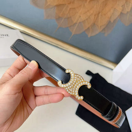 CELINE 26S BELT 25 MM IN BLACK AND BROWN CALFSKIN 636403