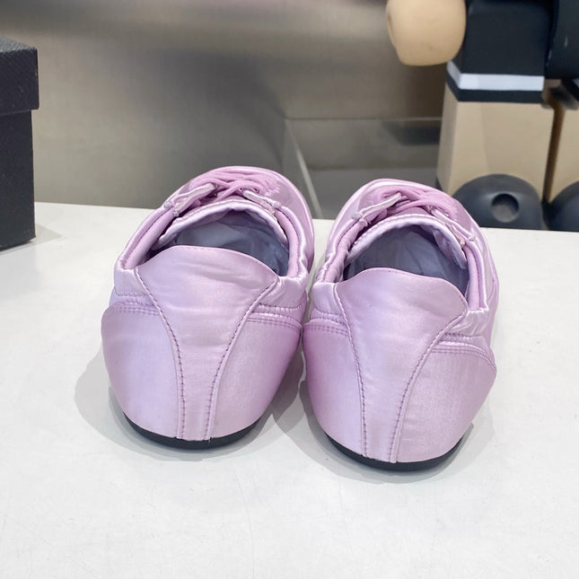 PRADA 26S SNEAKERS IN LIGHT PURPLE SATIN