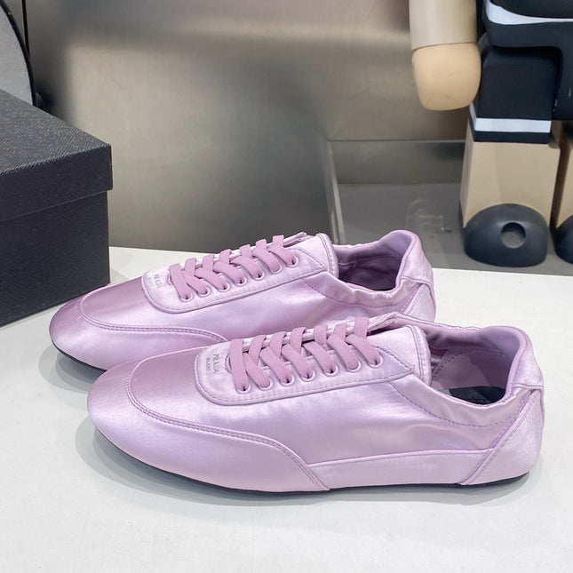 PRADA 26S SNEAKERS IN LIGHT PURPLE SATIN