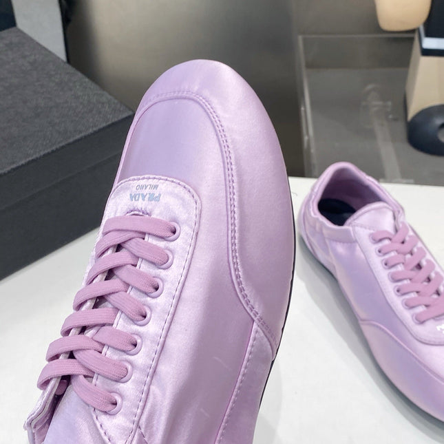 PRADA 26S SNEAKERS IN LIGHT PURPLE SATIN