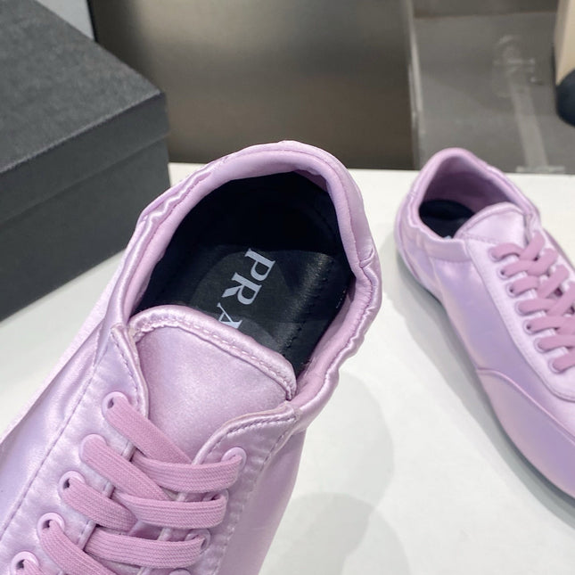 PRADA 26S SNEAKERS IN LIGHT PURPLE SATIN