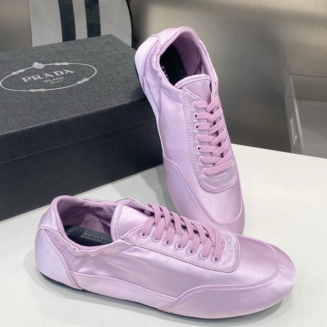 PRADA 26S SNEAKERS IN LIGHT PURPLE SATIN