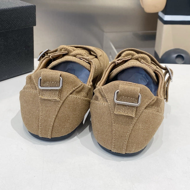 PRADA 26S SNEAKERS IN BROWN FABRIC SILVER HARDWARE